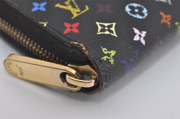 Authentic Louis Vuitton Monogram Multicolor Zippy Wallet Black M60243 LV 4557I