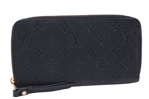 Authentic Louis Vuitton Empreinte Zippy Wallet Long Purse Navy M80958 LV 4558E