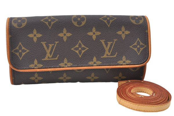 Authentic Louis Vuitton Monogram Pochette Twin PM Shoulder Bag M51854 LV 4559B