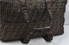 Authentic FENDI Zucca Travel Boston Bag Nylon Leather Brown 4559D