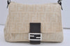 Authentic FENDI Zucca Mamma Baguette Shoulder Bag Canvas Leather Beige 4560I