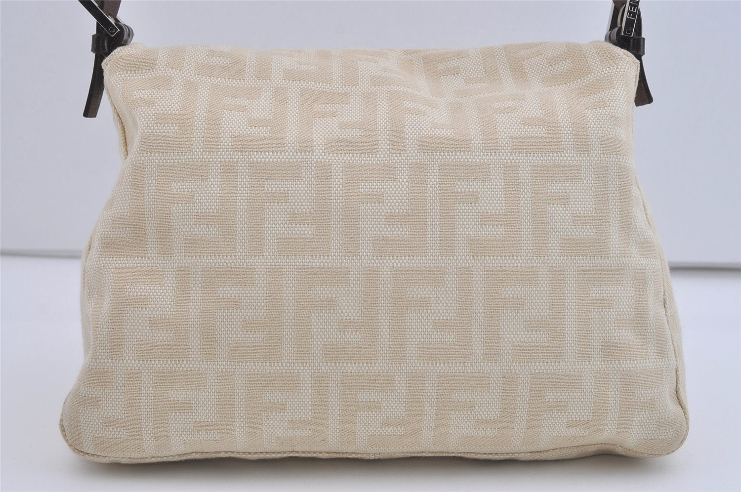 Authentic FENDI Zucca Mamma Baguette Shoulder Bag Canvas Leather Beige 4560I