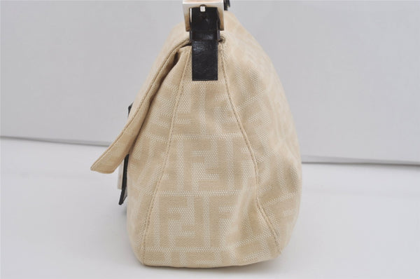 Authentic FENDI Zucca Mamma Baguette Shoulder Bag Canvas Leather Beige 4560I