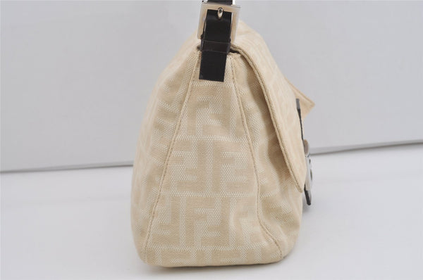 Authentic FENDI Zucca Mamma Baguette Shoulder Bag Canvas Leather Beige 4560I