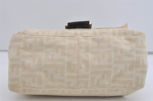 Authentic FENDI Zucca Mamma Baguette Shoulder Bag Canvas Leather Beige 4560I