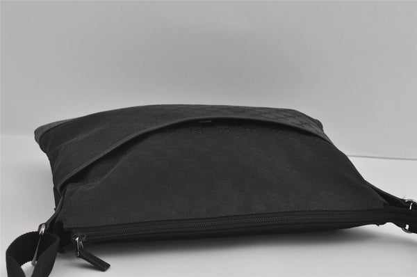 Authentic GUCCI Shoulder Cross Body Bag GG Canvas Leather 145856 Black 4561I