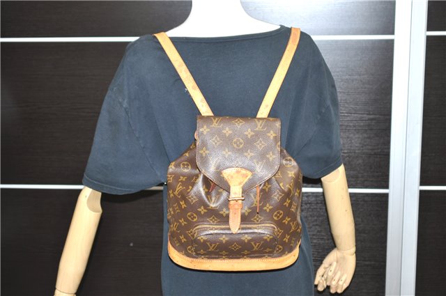 Authentic LOUIS VUITTON Monogram Montsouris MM Backpack M51136 LV 4563C