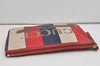 Authentic GUCCI Sylvie Biadera Stripe Clutch Bag Canvas Leather 524788 Red 4563I