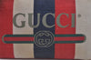 Authentic GUCCI Sylvie Biadera Stripe Clutch Bag Canvas Leather 524788 Red 4563I