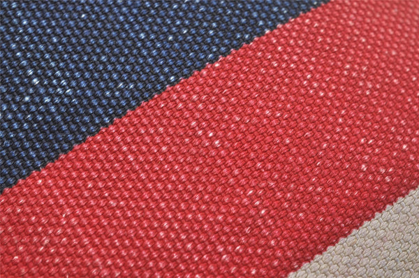 Authentic GUCCI Sylvie Biadera Stripe Clutch Bag Canvas Leather 524788 Red 4563I