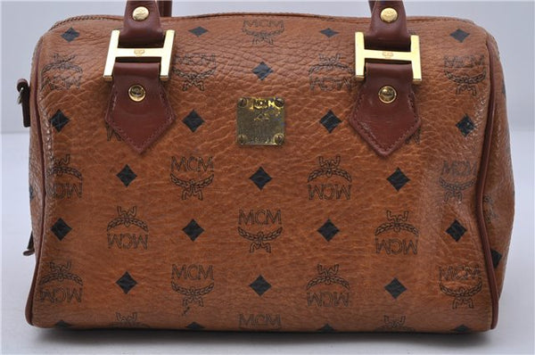 Authentic MCM Visetos Leather Vintage 2Way Shoulder Hand Bag Purse Brown 4565C