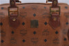 Authentic MCM Visetos Leather Vintage 2Way Shoulder Hand Bag Purse Brown 4565C