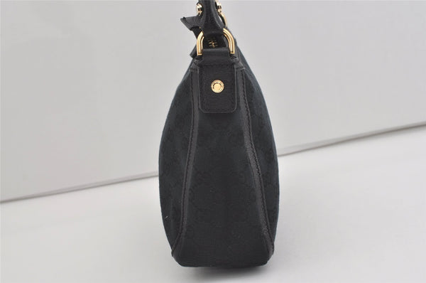 Authentic GUCCI Shoulder Hand Bag Purse GG Canvas Leather 146244 Black 4565I