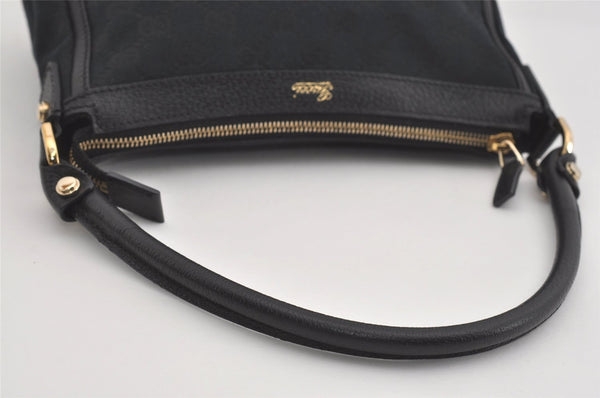 Authentic GUCCI Shoulder Hand Bag Purse GG Canvas Leather 146244 Black 4565I