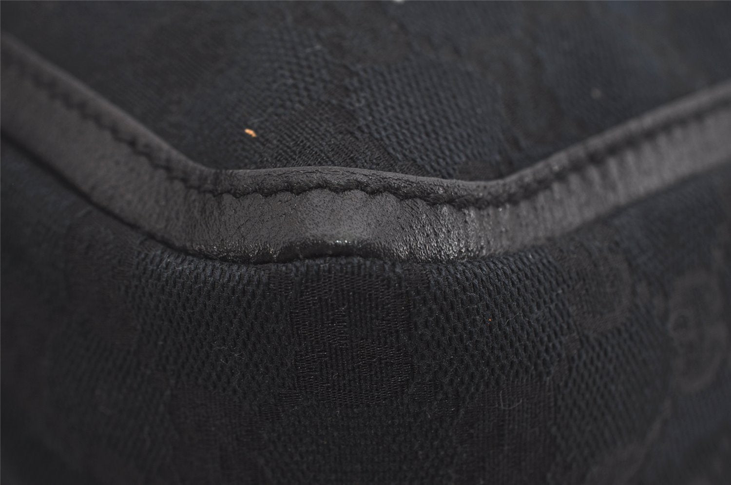 Authentic GUCCI Shoulder Hand Bag Purse GG Canvas Leather 146244 Black 4565I