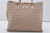 Authentic FENDI Vintage Zucchino Hand Bag Purse Canvas Leather Beige 4566I