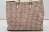 Authentic FENDI Vintage Zucchino Hand Bag Purse Canvas Leather Beige 4566I