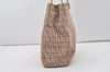 Authentic FENDI Vintage Zucchino Hand Bag Purse Canvas Leather Beige 4566I