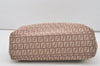 Authentic FENDI Vintage Zucchino Hand Bag Purse Canvas Leather Beige 4566I