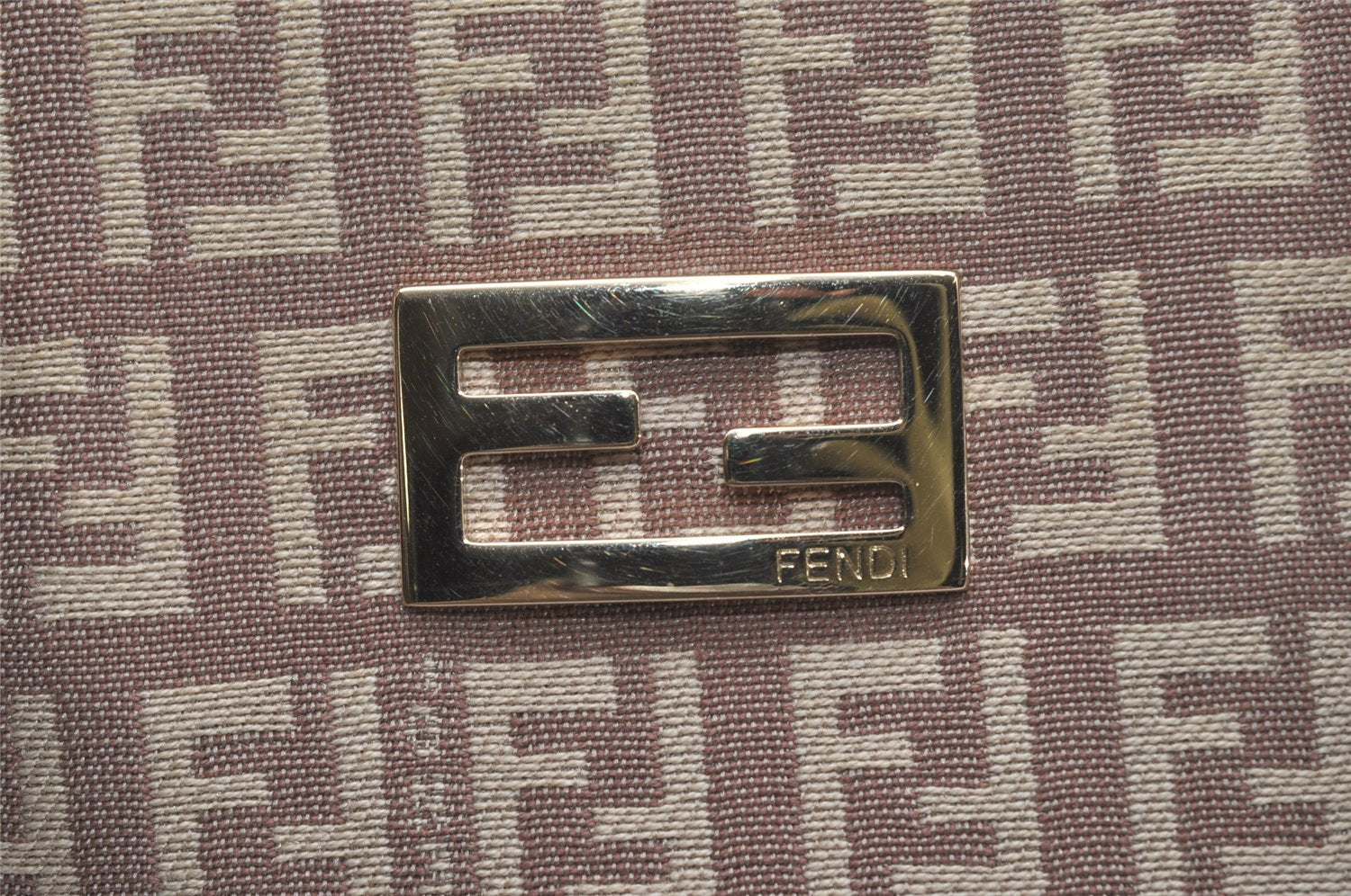 Authentic FENDI Vintage Zucchino Hand Bag Purse Canvas Leather Beige 4566I