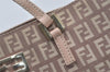 Authentic FENDI Vintage Zucchino Hand Bag Purse Canvas Leather Beige 4566I