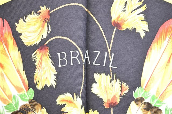 Authentic HERMES Carre 90 Scarf "BRAZIL" Silk Red 4567D