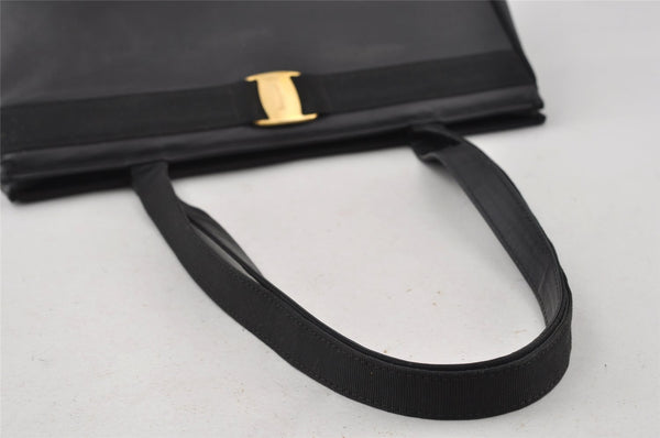 Authentic Salvatore Ferragamo Vara Shoulder Tote Bag Leather Black SF 4567I