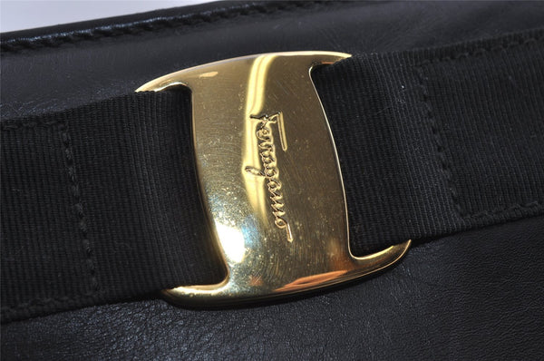 Authentic Salvatore Ferragamo Vara Shoulder Tote Bag Leather Black SF 4567I
