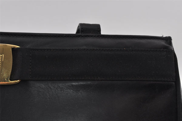 Authentic Salvatore Ferragamo Vara Shoulder Tote Bag Leather Black SF 4567I