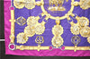 Authentic HERMES Carre 90 Scarf "cuivreries" Silk Purple 4569D