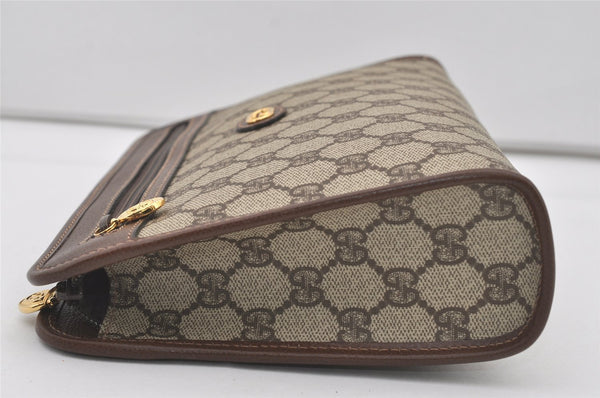 Authentic GUCCI Vintage Clutch Hand Bag Purse GG PVC Leather Brown 4570I