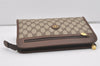 Authentic GUCCI Vintage Clutch Hand Bag Purse GG PVC Leather Brown 4570I