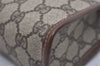 Authentic GUCCI Vintage Clutch Hand Bag Purse GG PVC Leather Brown 4570I