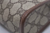 Authentic GUCCI Vintage Clutch Hand Bag Purse GG PVC Leather Brown 4570I