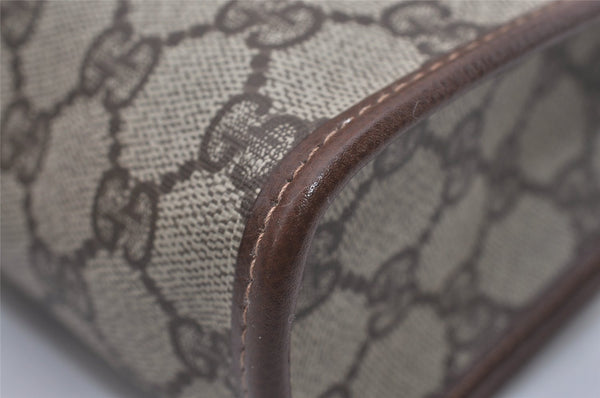 Authentic GUCCI Vintage Clutch Hand Bag Purse GG PVC Leather Brown 4570I