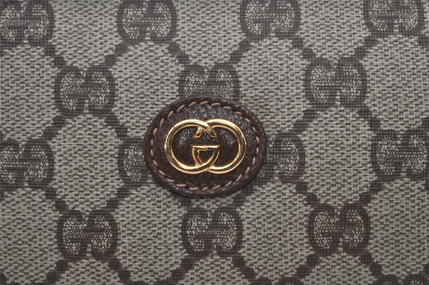 Authentic GUCCI Vintage Clutch Hand Bag Purse GG PVC Leather Brown 4570I