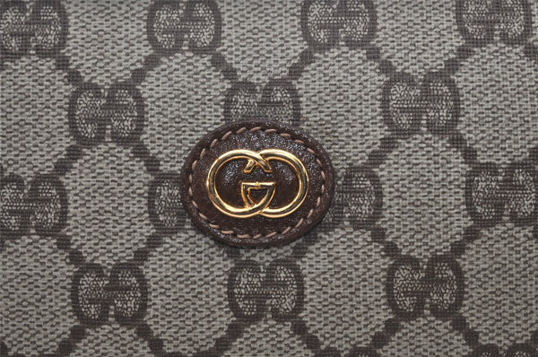 Authentic GUCCI Vintage Clutch Hand Bag Purse GG PVC Leather Brown 4570I