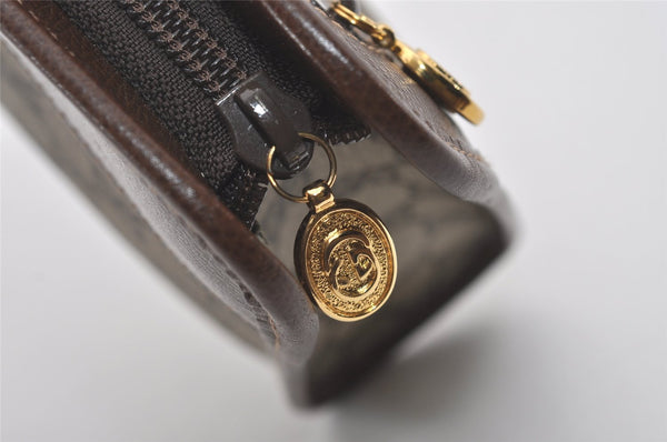 Authentic GUCCI Vintage Clutch Hand Bag Purse GG PVC Leather Brown 4570I