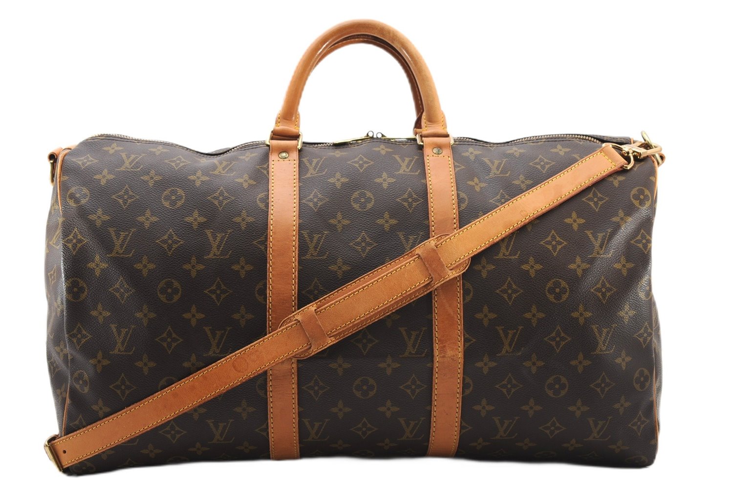 Authentic Louis Vuitton Monogram Keepall Bandouliere 50 M41416 Boston Bag 4571F