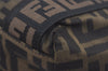 Authentic FENDI Zucca Hand Tote Bag Purse Nylon Leather Brown Black 4572I