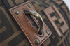 Authentic FENDI Zucca Hand Tote Bag Purse Nylon Leather Brown Black 4572I