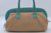 Authentic FENDI Selleria Shoulder Hand Bag Purse Straw Leather Beige 4573I