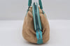 Authentic FENDI Selleria Shoulder Hand Bag Purse Straw Leather Beige 4573I
