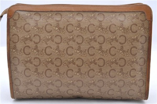 Authentic CELINE C Macadam Pattern Clutch Bag PVC Leather Beige 4578C
