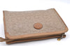 Authentic CELINE C Macadam Pattern Clutch Bag PVC Leather Beige 4578C