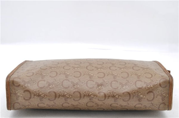 Authentic CELINE C Macadam Pattern Clutch Bag PVC Leather Beige 4578C