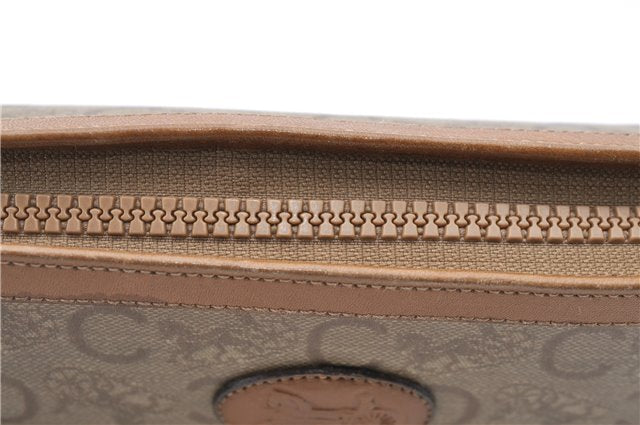 Authentic CELINE C Macadam Pattern Clutch Bag PVC Leather Beige 4578C