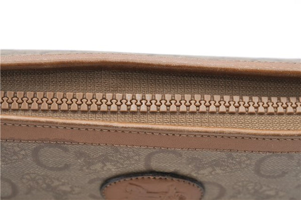 Authentic CELINE C Macadam Pattern Clutch Bag PVC Leather Beige 4578C