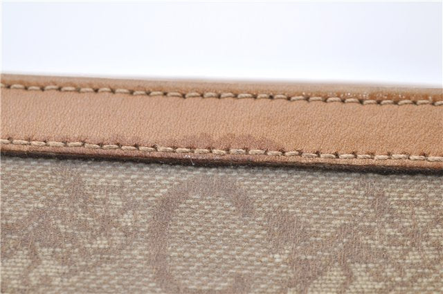 Authentic CELINE C Macadam Pattern Clutch Bag PVC Leather Beige 4578C