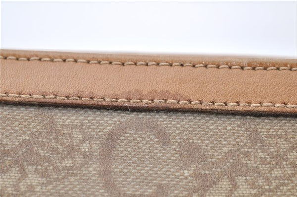 Authentic CELINE C Macadam Pattern Clutch Bag PVC Leather Beige 4578C